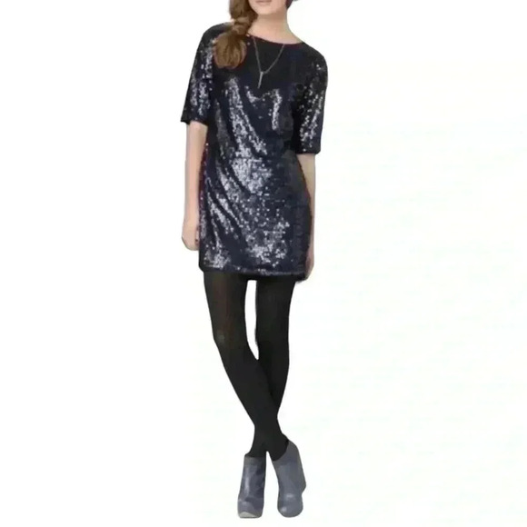 RACHEL ROY Liza metallic blue sparkly sequined sheath tunic dress size 2 - Picture 1 of 11